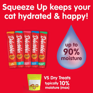 Hartz Delectables Squeeze Up Cat Treats, 24 Ct, Tuna & Shrimp, Lickable Wet Snack for Adult & Senior Cats