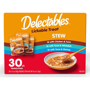 Hartz Delectables Stew Lickable Wet Cat Treats Adult and Senior Cats Variety 30 Ct