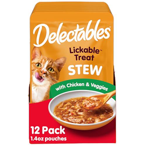 Hartz Delectables Stew Cat Treats Chicken and Veggies for Adult and Senior Cats 1.4 oz Pack of 12