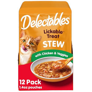 Hartz Delectables Stew Cat Treats Chicken and Veggies for Adult and Senior Cats 1.4 oz Pack of 12