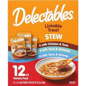 Hartz Delectables Stew Wet Cat Treats Variety Pack for Adult and Senior Cats 1.4 oz Pack of 12