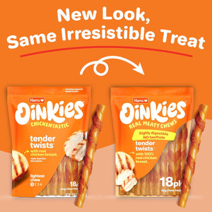 Hartz Oinkies Tender Twists with Real Chicken Breast 18 Count Rawhide Free Highly Digestible Dog Chews