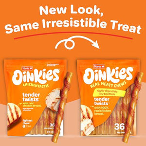 Hartz Oinkies Tender Twists Chicken Breast Dog Treats Rawhide Free 36 Count Digestible Chews