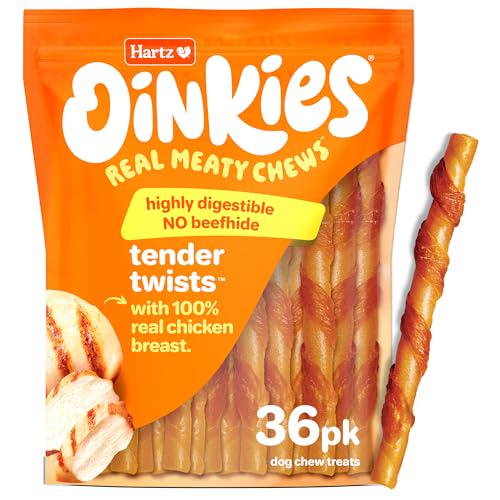Hartz Oinkies Tender Twists Chicken Breast Dog Treats Rawhide Free 36 Count Digestible Chews