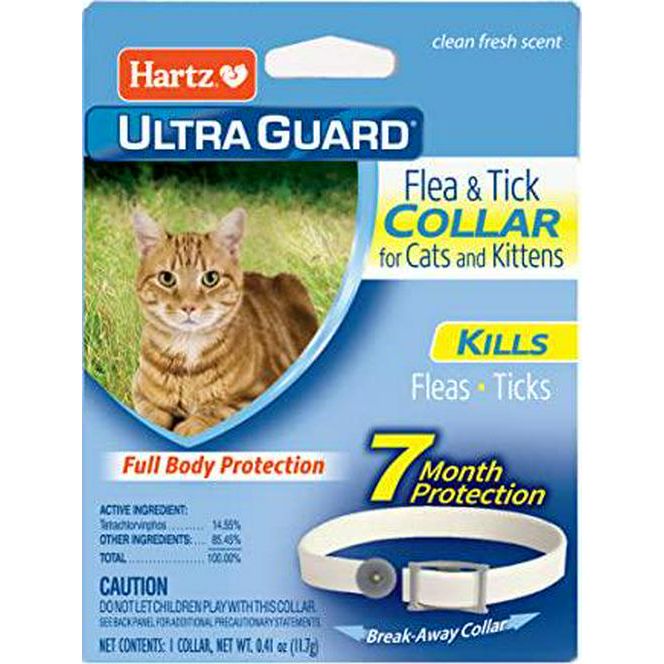 Hartz UltraGuard Plus Flea & Tick Collar for Cats, 1?Pc, 7?Month Protection, White, Waterproof, Adjustable Fit