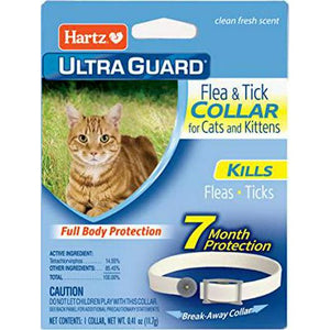 Hartz UltraGuard Plus Flea & Tick Collar for Cats, 1?Pc, 7?Month Protection, White, Waterproof, Adjustable Fit