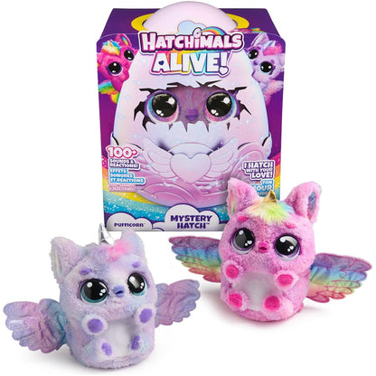 Hatchimals Alive Pufficorn Toy Interactive Surprise Egg with Lights and Mist Fun Gift for Kids Styles May Vary