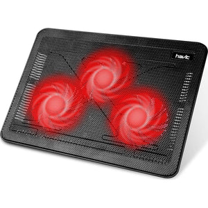 Havit HV-F2056 15.6-17 Inch Laptop Cooler Cooling Pad - Slim Portable USB Powered (3 Fans) (Black+Red),