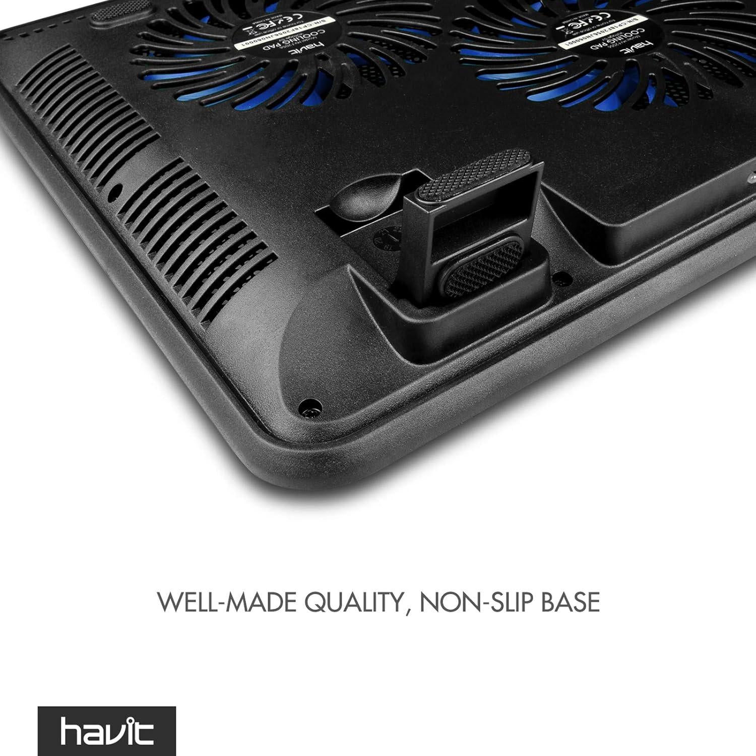 Havit HV-F2056 15.6-17 Inch Laptop Cooler Cooling Pad - Slim Portable USB Powered (3 Fans) (Blue),