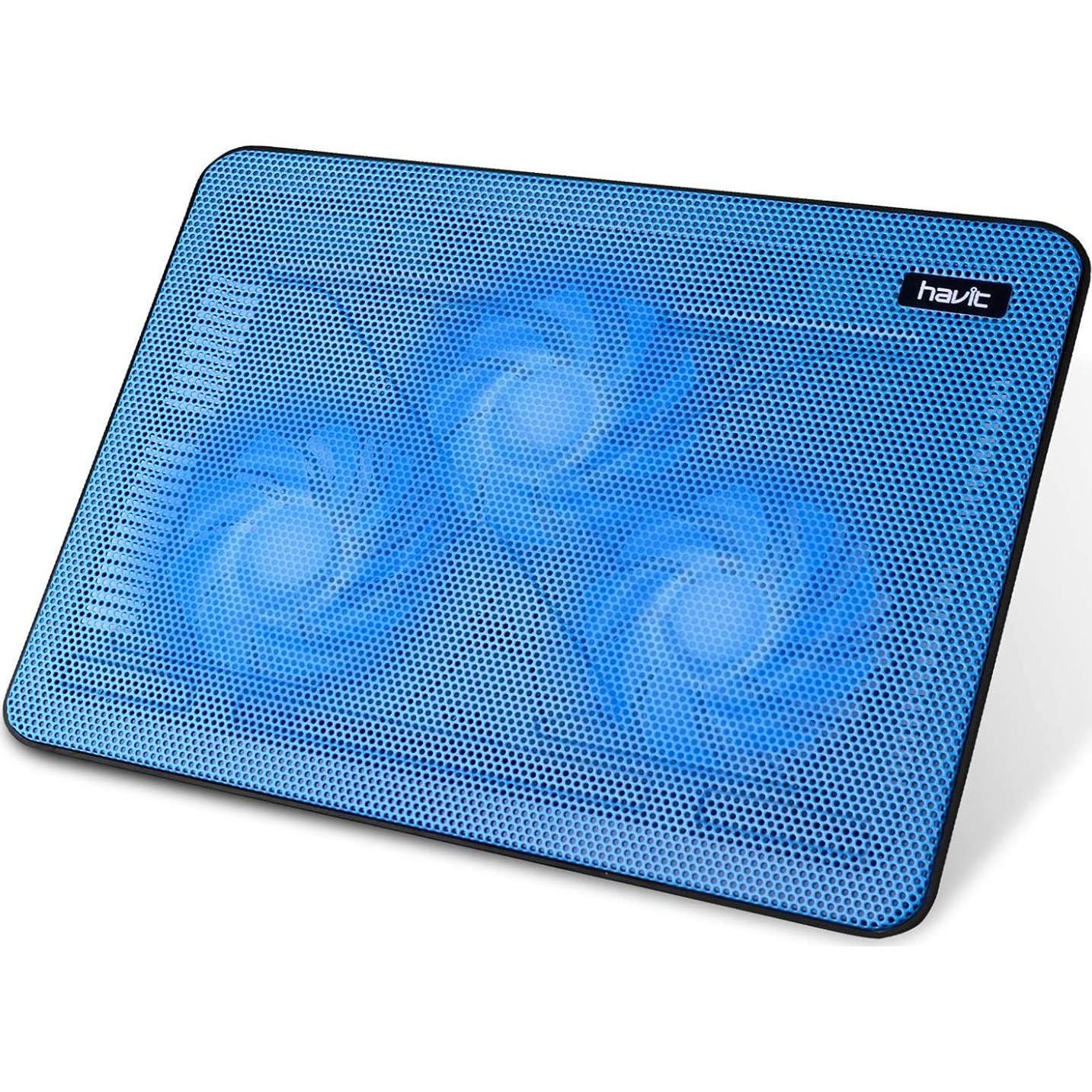 Havit HV-F2056 15.6-17 Inch Laptop Cooler Cooling Pad - Slim Portable USB Powered (3 Fans) (Blue),