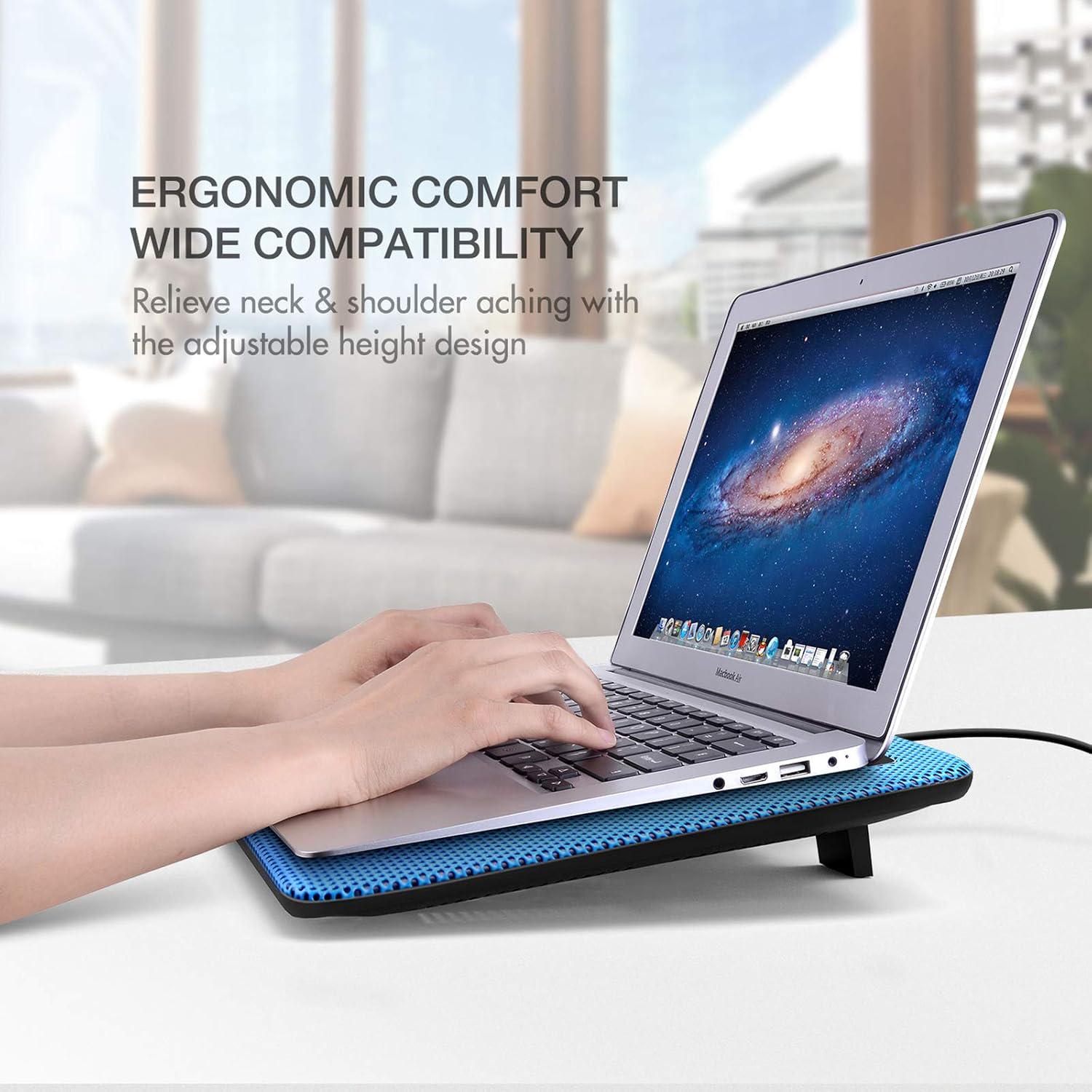 Havit HV-F2056 15.6-17 Inch Laptop Cooler Cooling Pad - Slim Portable USB Powered (3 Fans) (Blue),