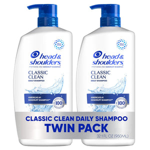 Head & Shoulders Head And Shoulders Classic Clean Dandruff Shampoo Twin Pack, Anti-Dandruff Daily Use, Paraben-Free, Color-Safe, 32.1 Fl Oz Each (Set Of 2)