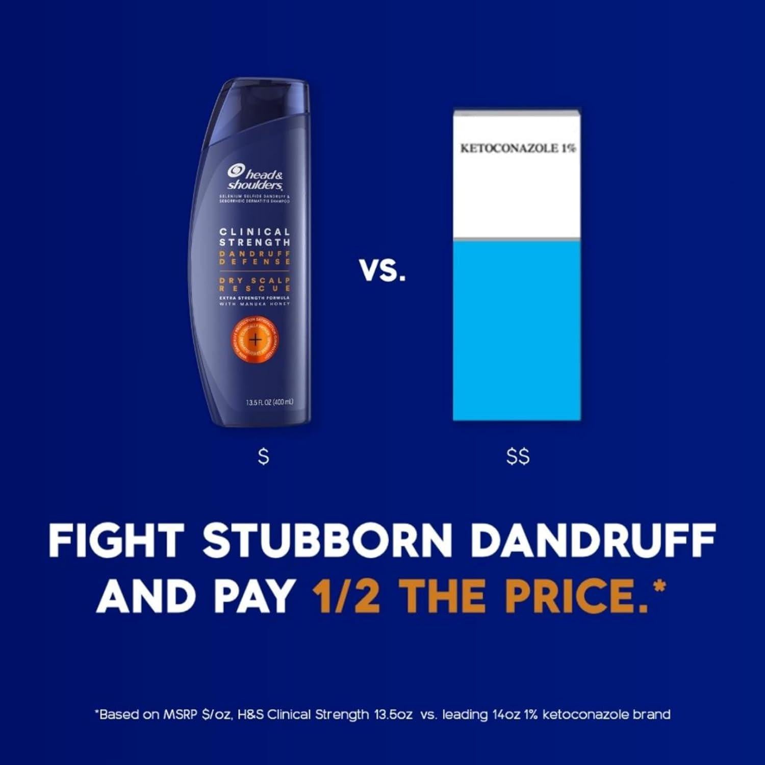 Head And Shoulders Dandruff Shampoo And Conditioner Set, Clinical Strength, Selenium Sulfide Formula, Dry Scalp Relief With Manuka Honey, Up To 100% Flake Protection, 13.5 And 9.1 Fl Oz, 2 Pack,