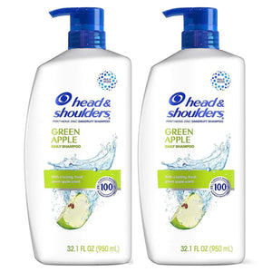 Head & Shoulders Head And Shoulders Dandruff Shampoo, Clinically Proven Anti Dandruff And Scalp Care Treatment, Fresh Green Apple Scent, Paraben-Free, 32.1 Fl Oz Each, 2 Pack