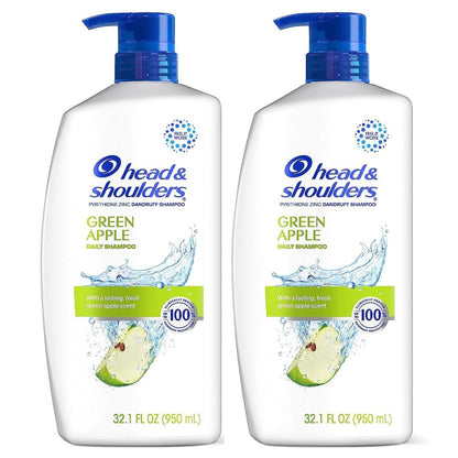 Head & Shoulders Head And Shoulders Dandruff Shampoo, Clinically Proven Anti Dandruff And Scalp Care Treatment, Fresh Green Apple Scent, Paraben-Free, 32.1 Fl Oz Each, 2 Pack