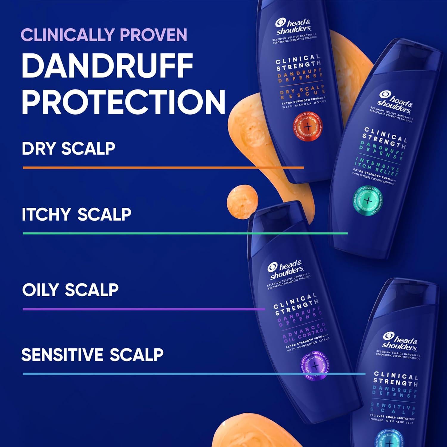 Head And Shoulders Dandruff Shampoo And Conditioner Set, Clinical Strength, Selenium Sulfide Formula, Dry Scalp Relief With Manuka Honey, Up To 100% Flake Protection, 13.5 And 9.1 Fl Oz, 2 Pack,
