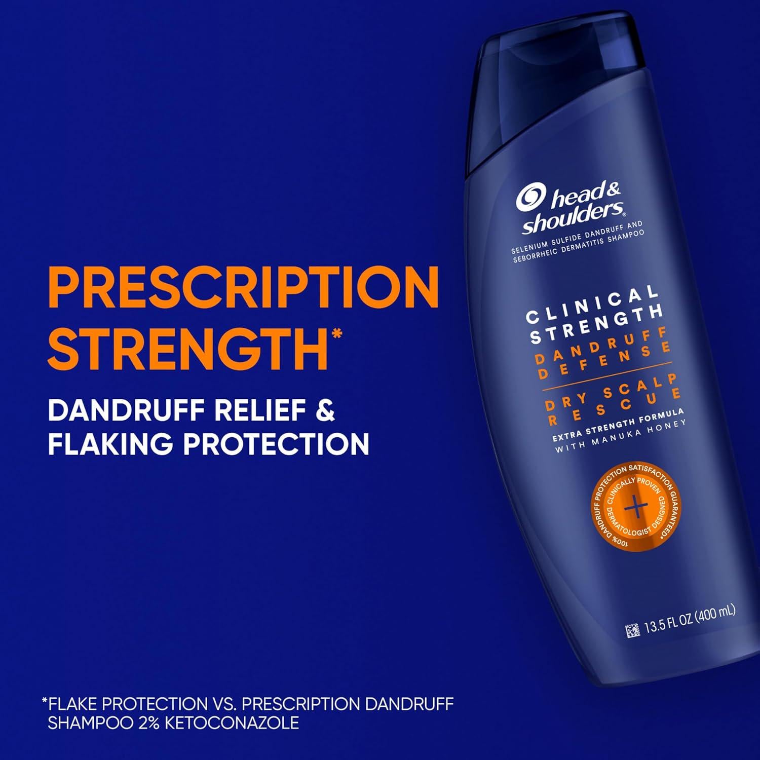 Head And Shoulders Dandruff Shampoo And Conditioner Set, Clinical Strength, Selenium Sulfide Formula, Dry Scalp Relief With Manuka Honey, Up To 100% Flake Protection, 13.5 And 9.1 Fl Oz, 2 Pack,
