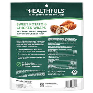 Healthfuls Chicken Wrapped Sweet Potato Dog Treats 16 oz Natural Dog Chews