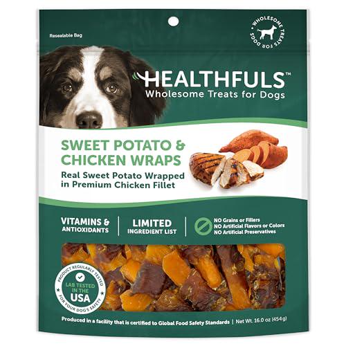 Healthfuls Chicken Wrapped Sweet Potato Dog Treats 16 oz Natural Dog Chews
