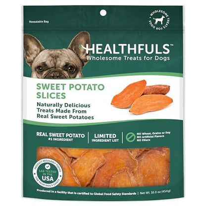 Healthfuls Sweet Potato Slices Dog Treats, Natural & Tasty Chews, 16 oz Bag