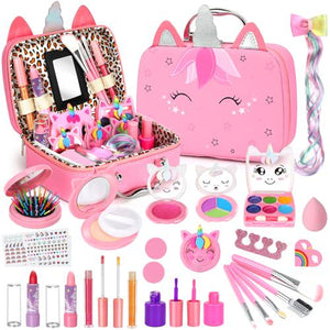 Heaning Kids Washable Makeup Kit, Real Play Makeup Set, Princess Dress-Up Toy for 3–12?Year?Old Girls