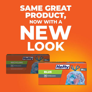 Hefty Hefty Blue Trash Bags, Blue, 30 Gallon, 36 Count