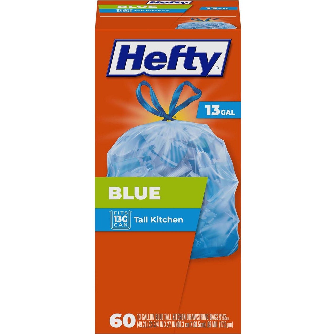 Hefty Blue Trash Bags, 13 Gallon, 60 Count