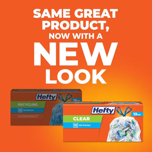 Hefty Clear Trash Bags, 13 Gallon, 60 Count