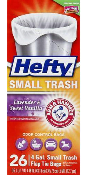 Hefty Hefty Small Garbage Bags, Flap Tie, Lavender And Sweet Vanilla Scent, 4 Gallon, 26 Count
