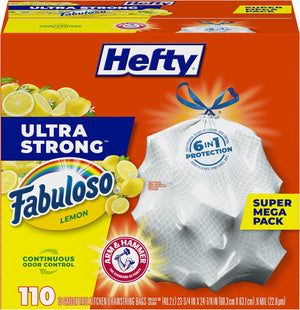 Hefty Ultra Strong 13 Gallon Trash Bags, Tall Kitchen, Leak & Puncture Resistant, Odor Control, 110 Bags