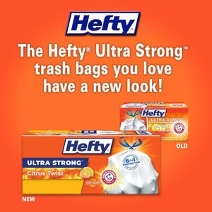 Hefty Ultra Strong Tall Kitchen Trash Bags, 13 Gallon, Citrus Twist Scent, 80 Count, Pack of 1, White