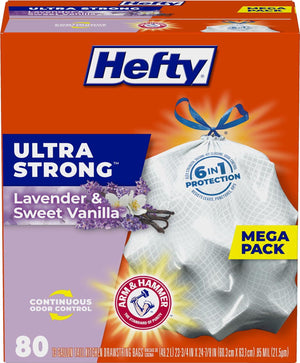 Hefty Hefty Ultra Strong Tall Kitchen Trash Bags, Lavender And Sweet Vanilla Scent, 13 Gallon, 80 Count
