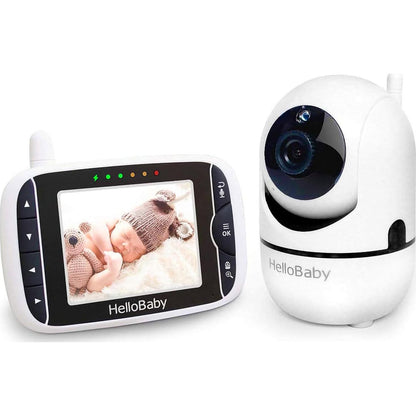 HelloBaby Baby Monitor, 1 Pc, Black, 3.2" LCD, Pan-Tilt-Zoom Camera, Night Vision, Remote View, Easy Setup