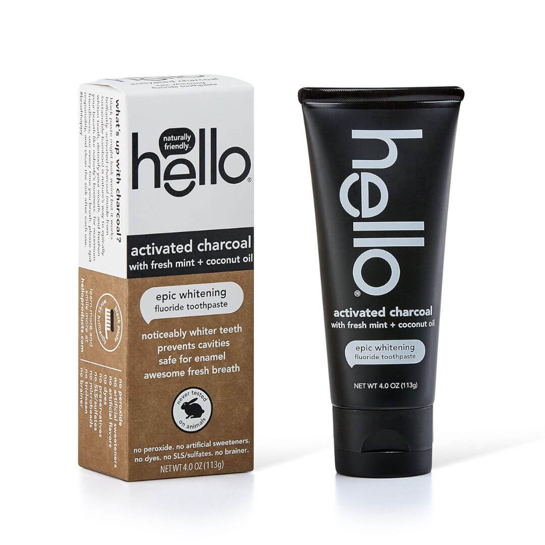 Hello Activated Charcoal Fresh Mint + Coconut Oil Epic Whitening Toothpaste 113g