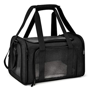 Henkelion Pet Carrier Soft Sided Black Carrier for Cats Dogs up to 15 lbs TSA Airline Approved