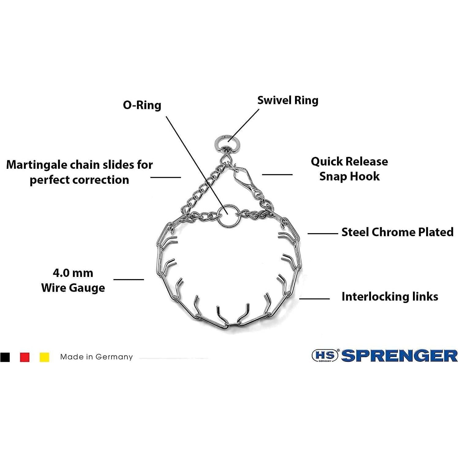 Herm Sprenger Pet Supply Imports Chrome Plated Training Collar With Quick Release Snap For Dogs, X-Large, 4mm, 24-Inch,