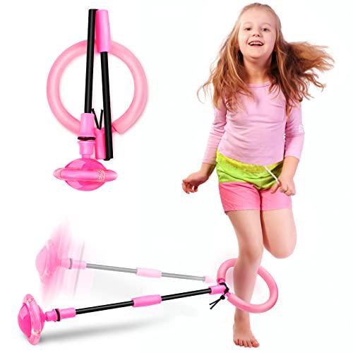 Hewog Skip Ball Flashing Wheel Foldable Swing Ball Fitness Toy for Kids Girls Boys Age 5 to 10 and Adults