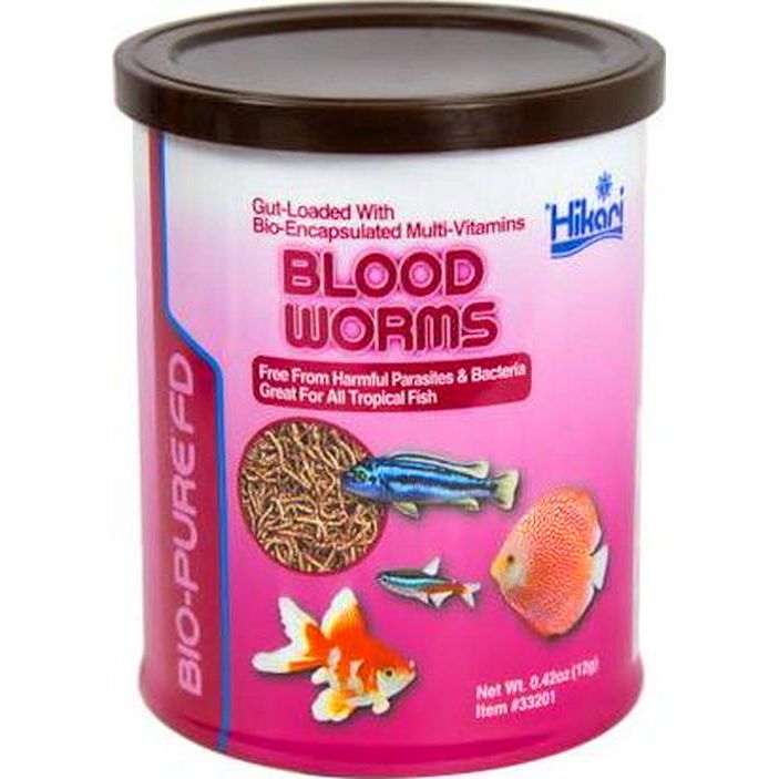 Hikari Bio-Pure Freeze-Dried Blood Worms, 0.42 oz, Nutrient-Rich Fish Food for Freshwater & Marine Pets