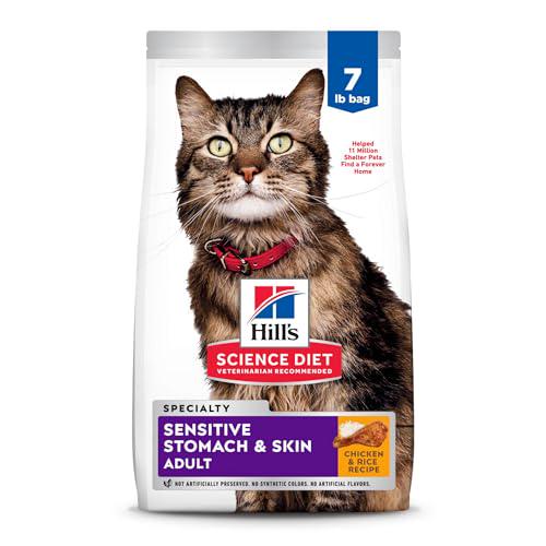 Hill's Science Diet Sensitive Skin & Stomach Cat Food, 7?lb Bag, Chicken & Rice, Soothing Dry Formula