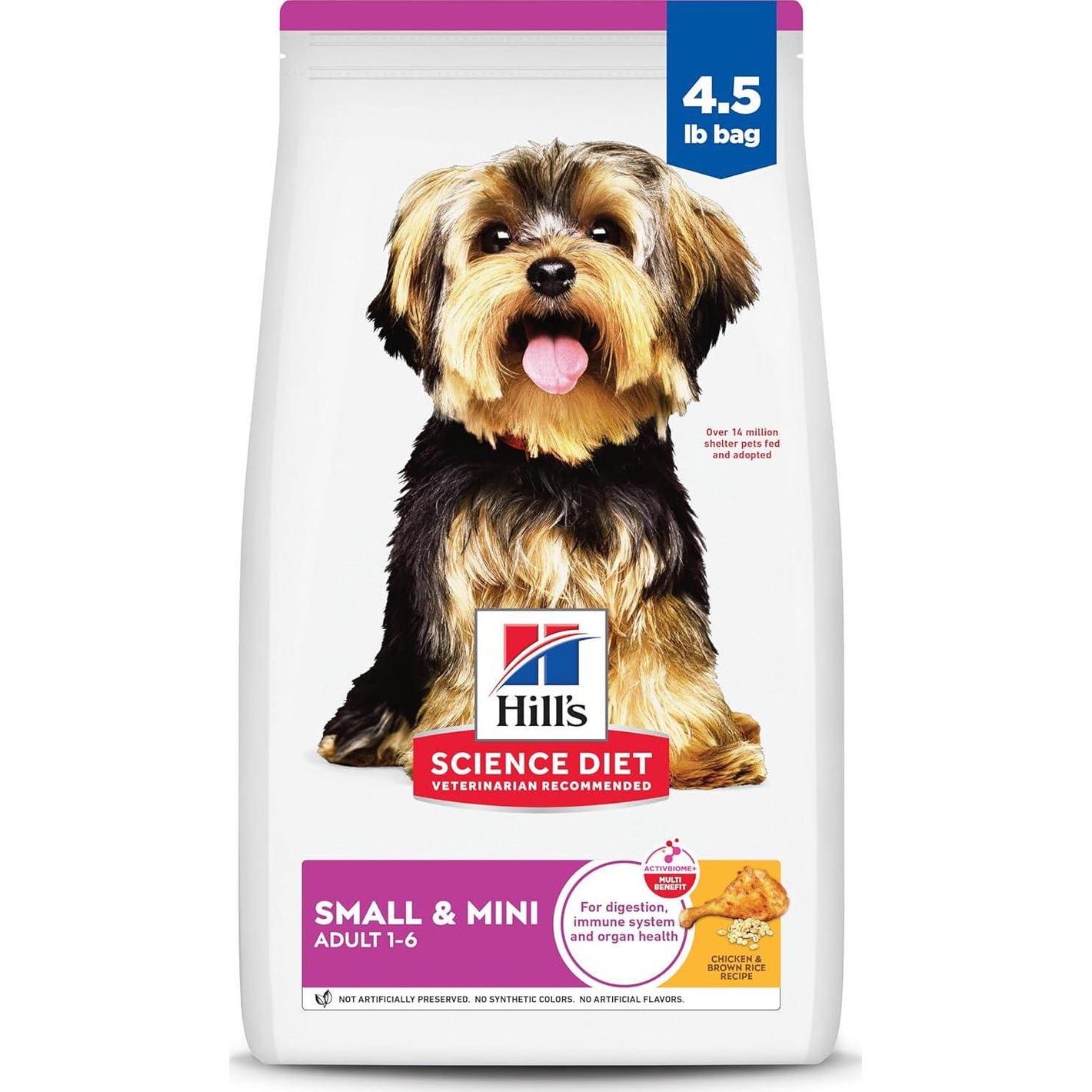 Hill's Science Diet Small & Mini Adult Dog Food, Chicken & Brown Rice Recipe, 4.5 lb Bag, Premium Nutrition for Small Breeds