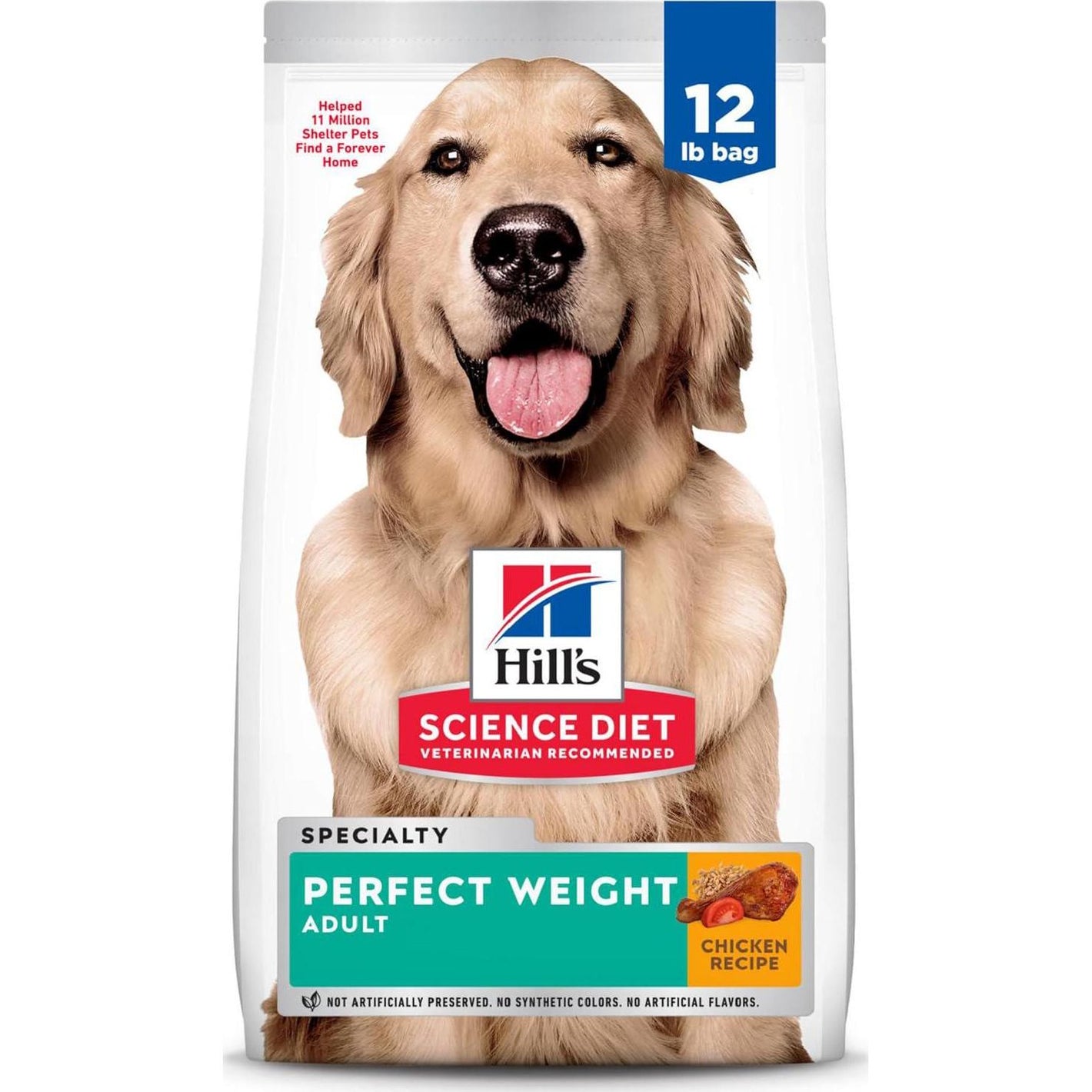 Hill's Science Diet Perfect Weight Adult Dog Food, Weight Management, Chicken Recipe, 12 lb Bag