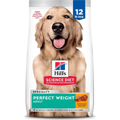 Hill's Science Diet Perfect Weight Adult Dog Food, Weight Management, Chicken Recipe, 12 lb Bag