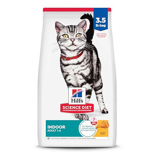 Hill's Science Diet Indoor Adult Cat Food 3.5 lb Bag Chicken Recipe Dry Formula Easy Litter Box Cleanup Support