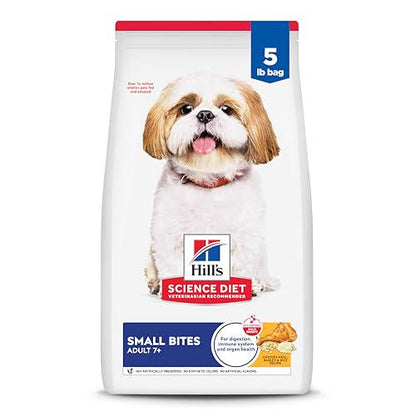 Hill's Science Diet Senior 7+ Dry Dog Food Chicken Brown Rice Small Kibble 5 lb Bag
