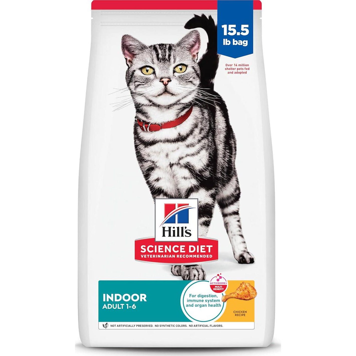 Hill's Science Diet Indoor Adult Cat Food, Chicken Recipe, 15.5 lb Bag, Easy Litter Box Cleanup