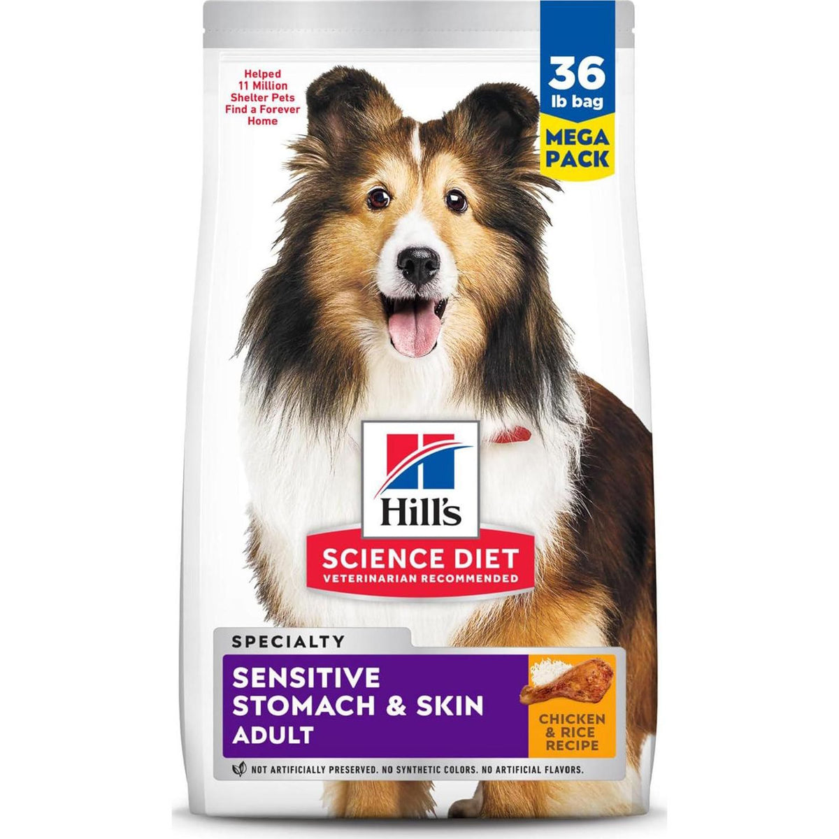 Hill's Science Diet Sensitive Stomach And Skin, Adult 1-6, Stomach And Skin Sensitivity Support, Dry Dog Food, Chicken Recipe, 36 Lb Bag,