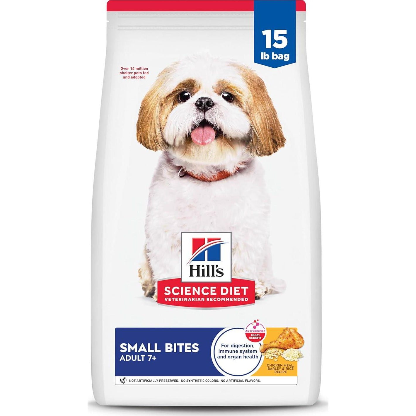 Hill's Science Diet Senior Dog Food 15 lb Small Kibble Chicken Brown Rice Barley for Adults 7 Years and Up