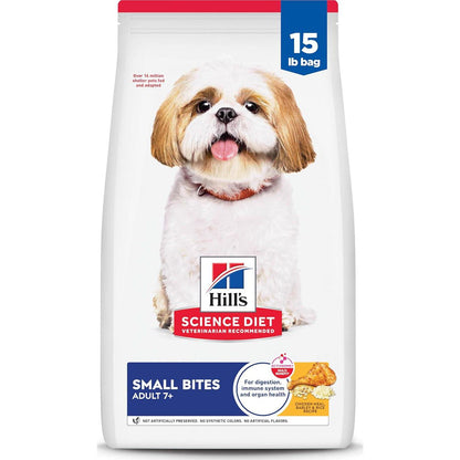 Hill's Science Diet Senior Dog Food 15 lb Small Kibble Chicken Brown Rice Barley for Adults 7 Years and Up