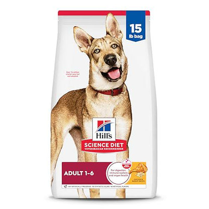 Hill's Science Diet Adult Dog Food, 15 lb Bag, Chicken & Barley, Dry Kibble for Adult Dogs Ages 1–6