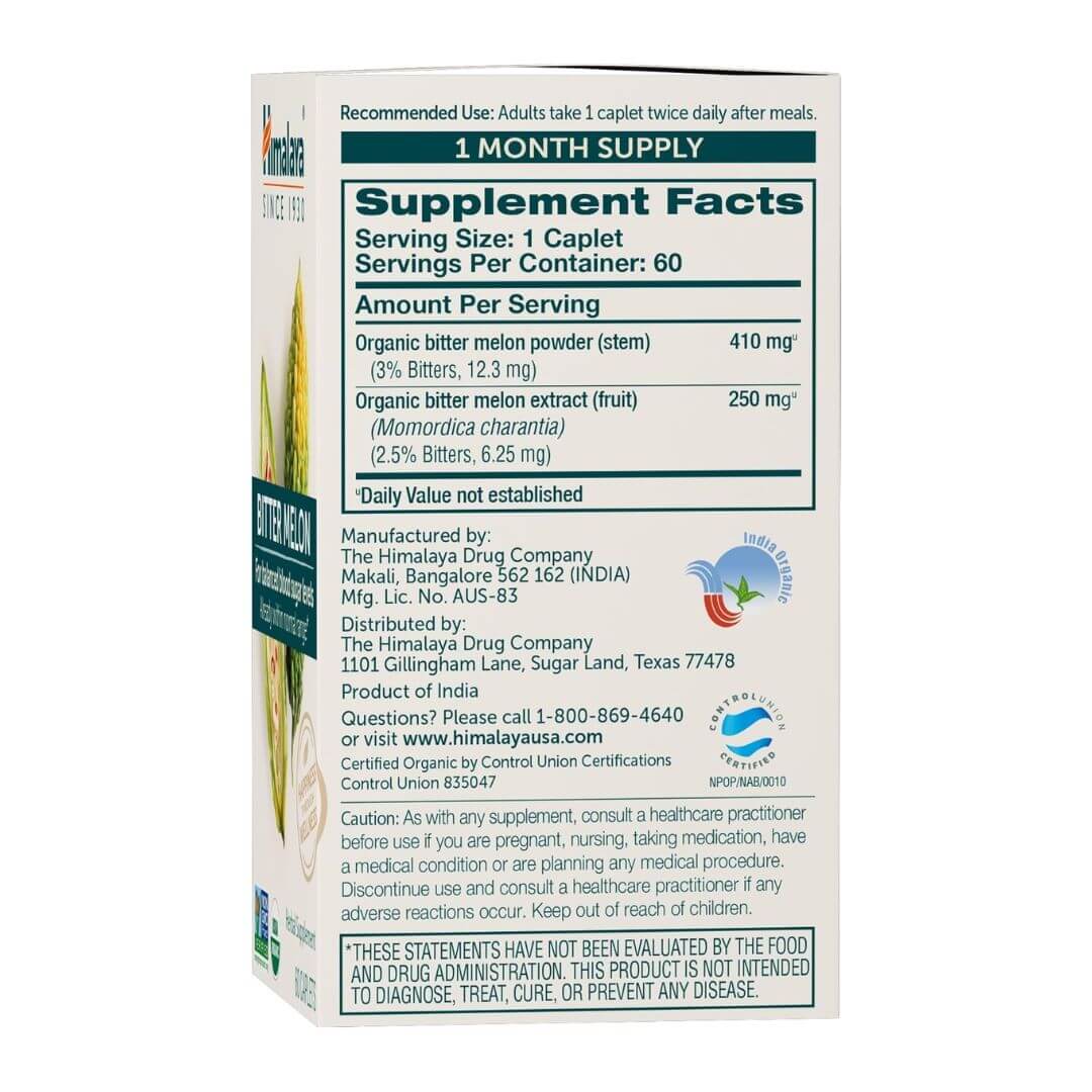 Himalaya Organic Bitter Melon For Balanced Blood Sugar Levels 60 Caplets,605069422017